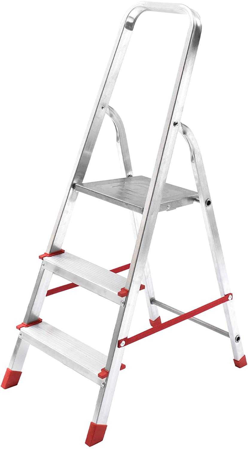 Scala Pieghevole 3 Gradini Acciaio Nera - Portata 150kg, Antiscivolo, Per Casa E Fai Da Te - Foto 9