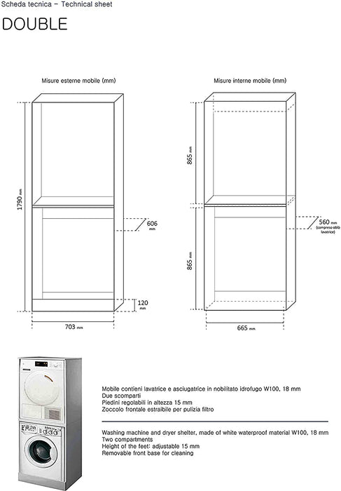 Kit di Sovrapposizione per Lavatrice e Asciugatrice Collegamento Kit di Sovrapposizione per Lavatrice e Asciugatrice Collegamento