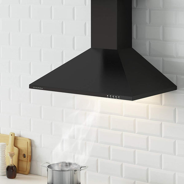 Ciarra, cappa da cucina 60cm in acciaio inossidabile (nera) - doomostore