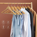 Set di 8 Grucce in Legno Massello, con Barra Appendiabiti Antiscivolo, Scanalature per Spalline, Gancio Girevole a 360°, per Cappotti Completi Gonne Camicie Pantaloni, Naturale - doomostore