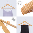 Set di 8 Grucce in Legno Massello, con Barra Appendiabiti Antiscivolo, Scanalature per Spalline, Gancio Girevole a 360°, per Cappotti Completi Gonne Camicie Pantaloni, Naturale - doomostore