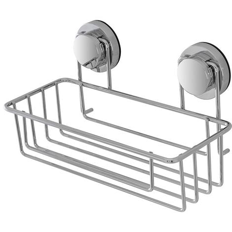 mensola rettangolare 1 ripiano in acciaio cromato a ventosa - doomostore