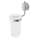 porta spazzolino in acciaio cromato - vetro satinato con doppia modalità di fissaggio - doomostore