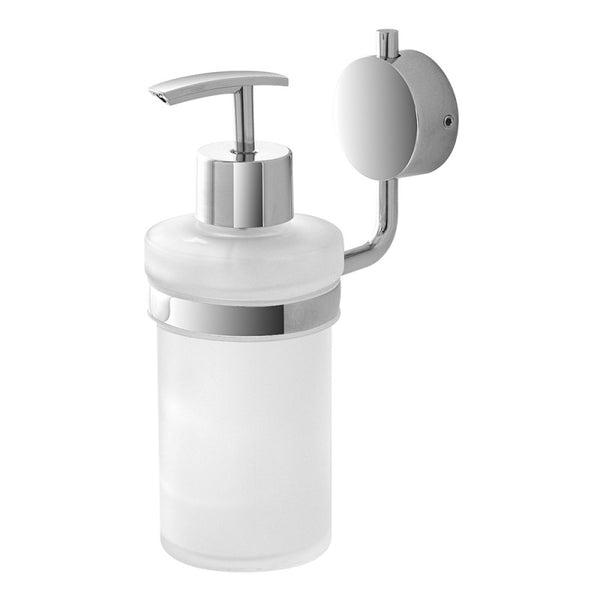 porta dispenser in acciaio cromato - vetro satinato con doppia modalità di fissaggio - doomostore