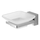 porta sapone in acciaio cromato - vetro satinato con doppia modalità di fissaggio - doomostore