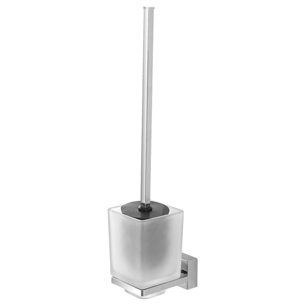 porta scopino in acciaio cromato - vetro satinato con doppia modalità di fissaggio - doomostore