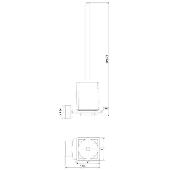 porta scopino in acciaio cromato - vetro satinato con doppia modalità di fissaggio - doomostore
