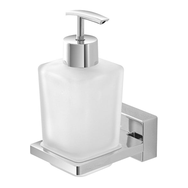 porta dispenser in acciaio cromato - vetro satinato con doppia modalità di fissaggio - doomostore
