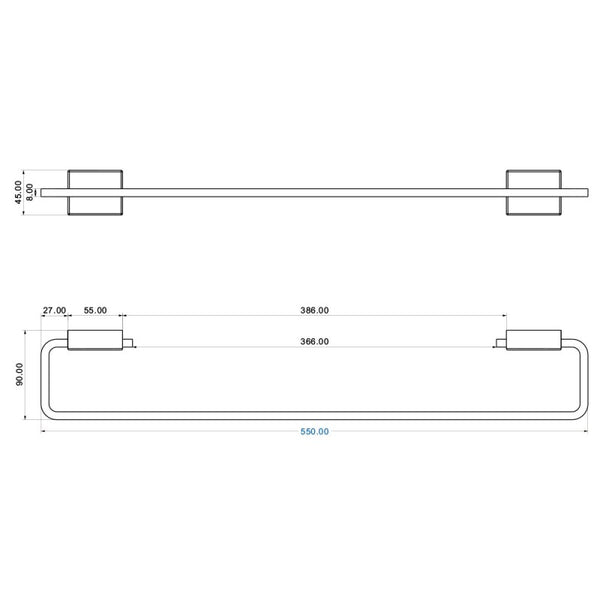 porta asciugamani 55 cm in acciaio con doppia modalità di fissaggio - doomostore