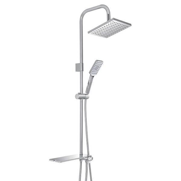 colonna doccia quadrata acciaio cromo con doccetta 3 funzioni e flessibile doccia - doomostore