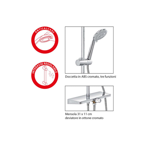 colonna doccia cromo H.105 cm completa di soffione e doccetta - doomostore