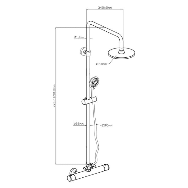 colonna doccia regolabile con miscelatore termostatico in ottone cromo - doomostore