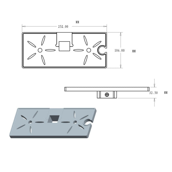 mensola per asta e colonna doccia rettangolare diam. 22 - 25 Cm - doomostore