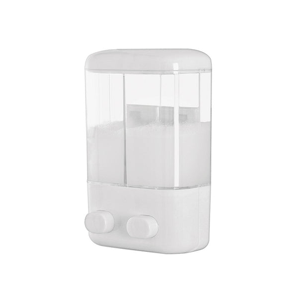 dispenser doppio da muro in plastica 1000 ml - doomostore