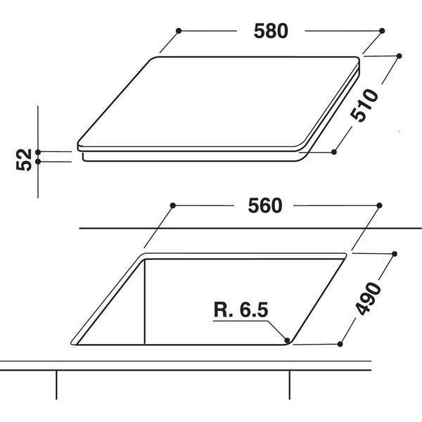 Piano cottura a induzione 4 zone in vetroceramica Whirlpool - ACM 838/NE - doomostore