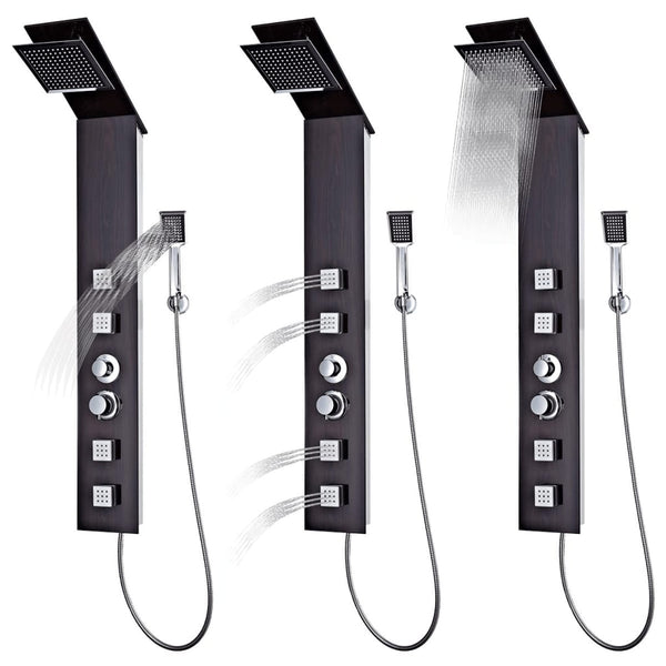 Sistema Pannello Doccia in Vetro Marrone - doomostore