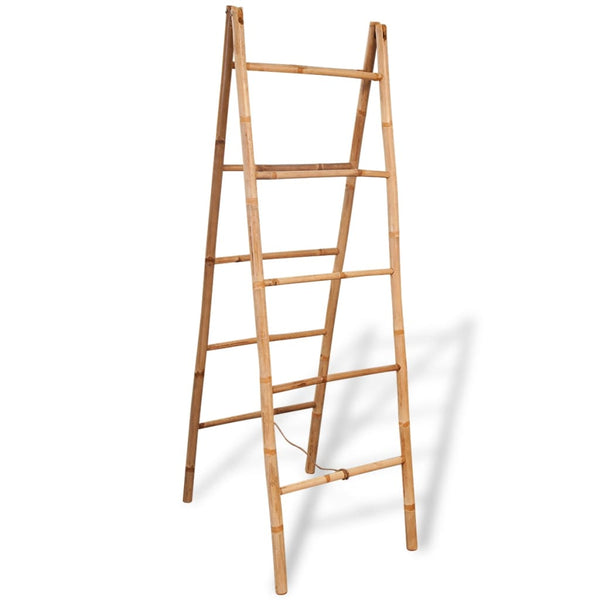 Scala Doppia Portasciugamani con 5 Pioli in Bambù 50x160 cm - doomostore