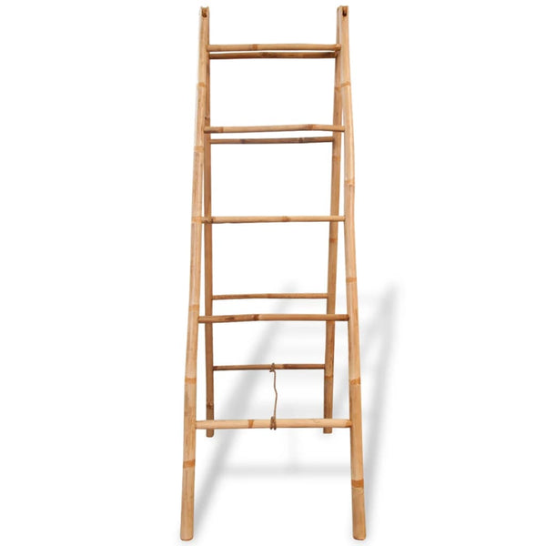 Scala Doppia Portasciugamani con 5 Pioli in Bambù 50x160 cm - doomostore