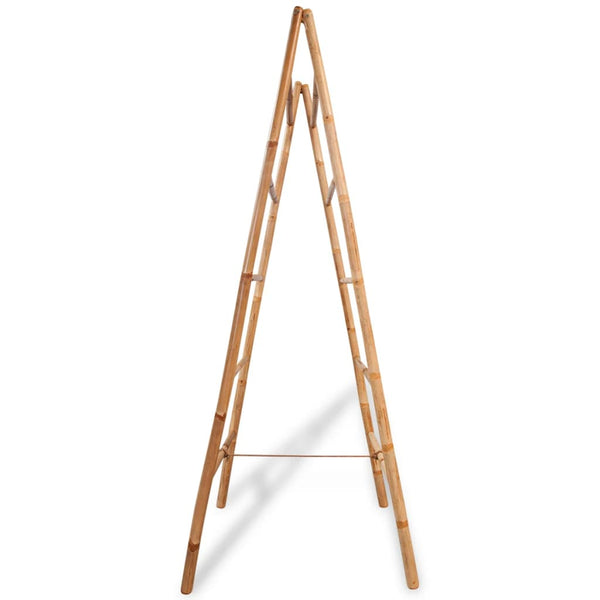 Scala Doppia Portasciugamani con 5 Pioli in Bambù 50x160 cm - doomostore