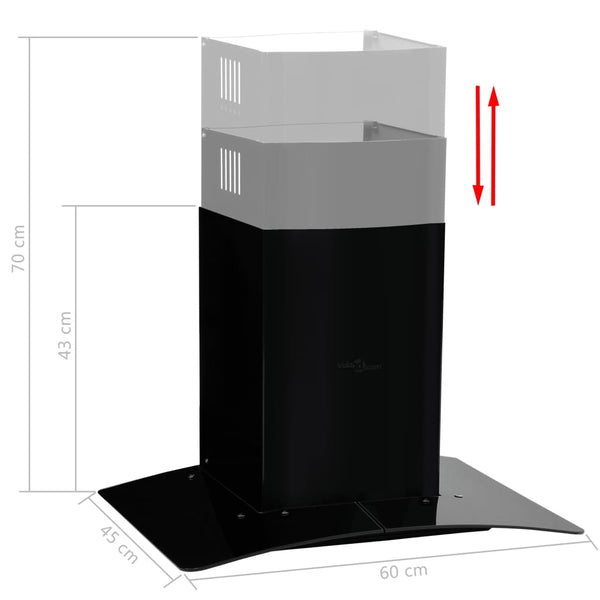 Cappa Aspirante a Muro Acciaio Inox 756 m³/h 60 cm Nera - doomostore