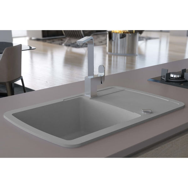 Lavello da Cucina in Granito Vasca Singola Grigio - doomostore