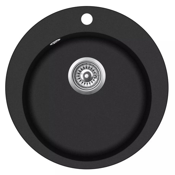 Lavello da Cucina in Granito Vasca Singola Circolare Nero - doomostore