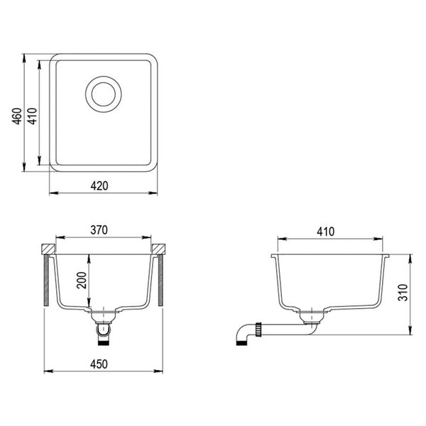 Lavello da Cucina in Granito Vasca Singola Grigio - doomostore