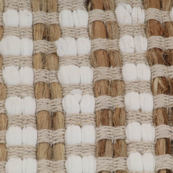Set Tappeti in Iuta Intrecciati a Mano Naturale e Bianco - doomostore