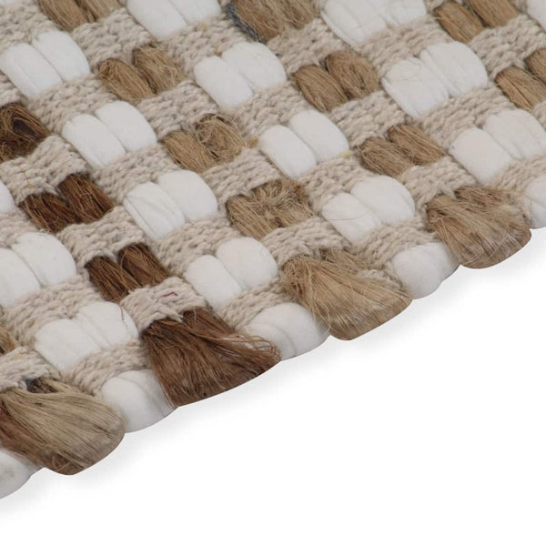 Set Tappeti in Iuta Intrecciati a Mano Naturale e Bianco - doomostore