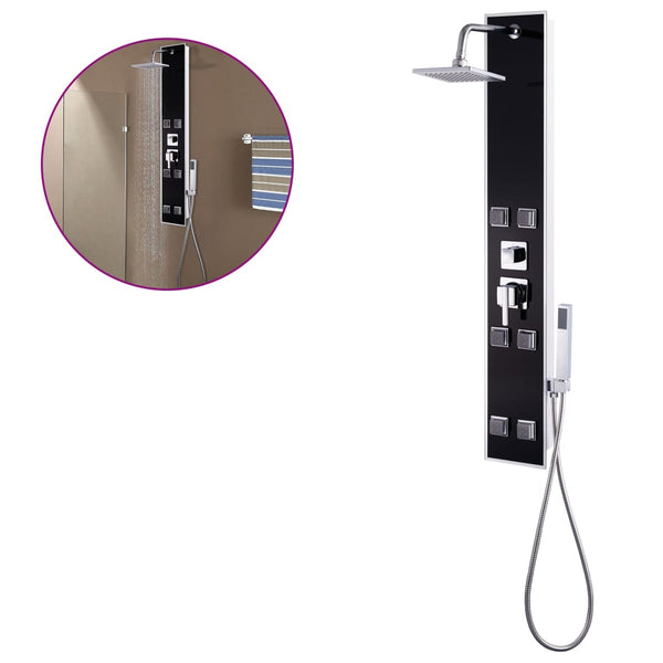 Pannello Doccia in Vetro 18x42,1x120 cm Nero - doomostore