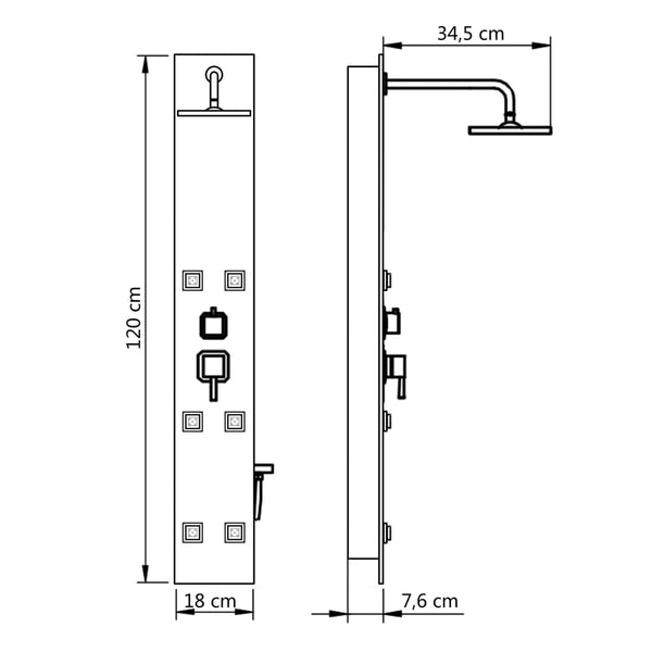 Pannello Doccia in Vetro 18x42,1x120 cm Nero - doomostore