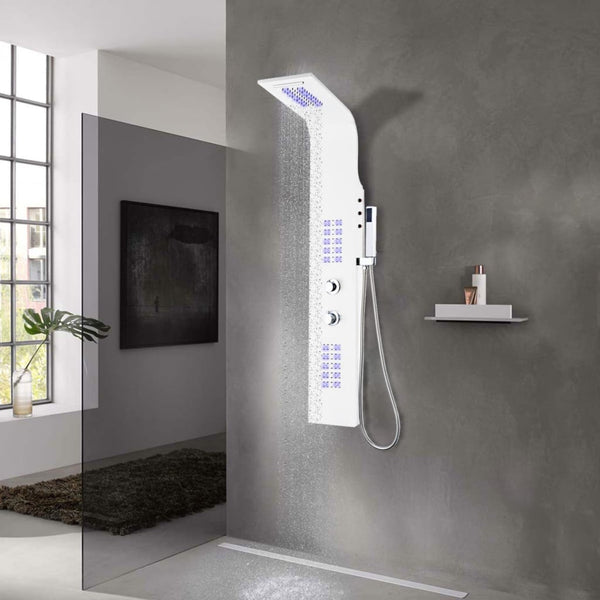 Colonna Doccia in Alluminio 20x44x130 cm Bianco - doomostore