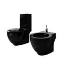 Set di Bidet e Toilette da Pavimento in Ceramica Nera - doomostore