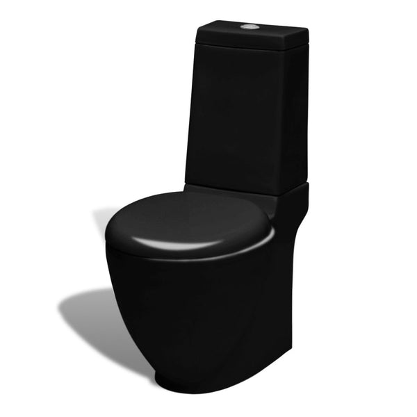 Set di Bidet e Toilette da Pavimento in Ceramica Nera - doomostore