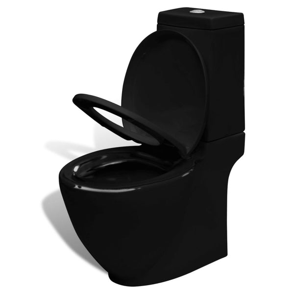 Set di Bidet e Toilette da Pavimento in Ceramica Nera - doomostore