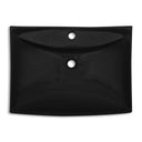 Lavabo Nero Ceramica Lusso Rettangolare Foro Trabocco Foro Rubinetto - doomostore