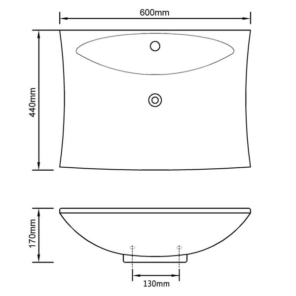 Lavabo Nero Ceramica Lusso Rettangolare Foro Trabocco Foro Rubinetto - doomostore