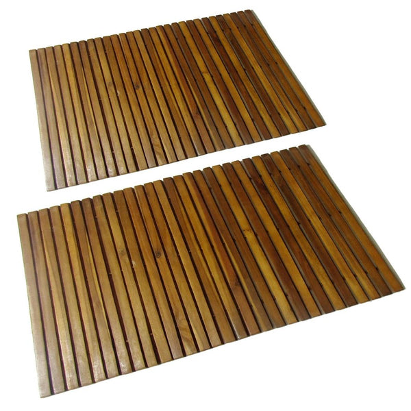 Set 2 pz Stuoia per bagno in acacia 80 x 50 cm - doomostore