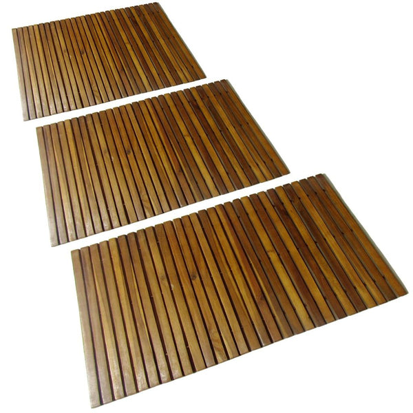 Set 3 pz Stuoia per bagno in acacia 80 x 50 cm - doomostore