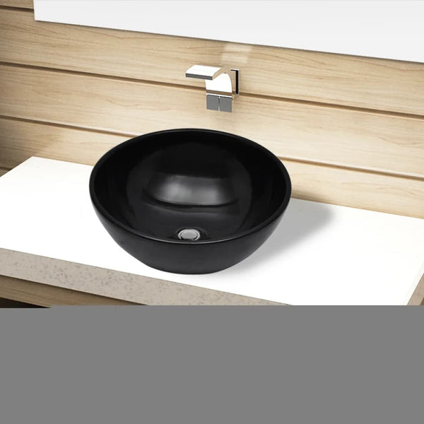 Lavandino da bagno in ceramica nera rotondo - doomostore