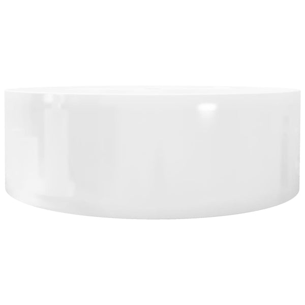 Lavandino bagno in Ceramica bianca rotondo con Foro di trabocco - doomostore