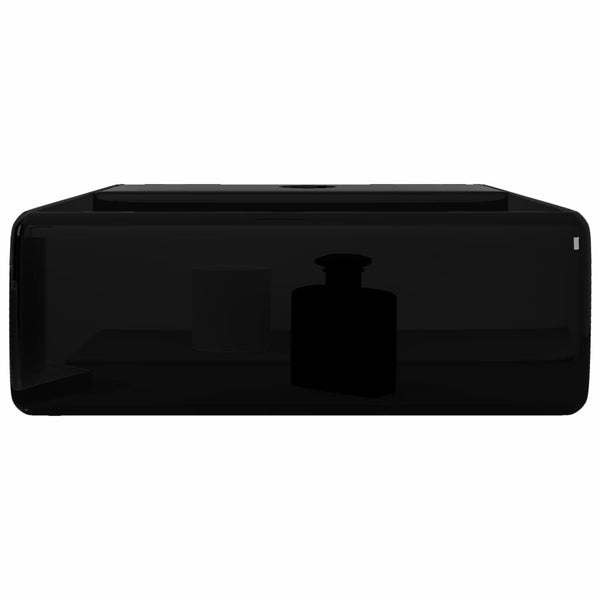 Lavandino Bagno in Ceramica Nera Quadrato con Foro per Rubinetto - doomostore