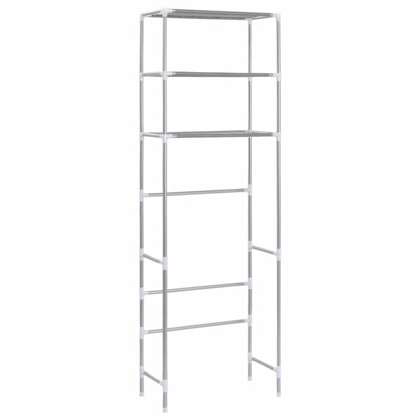 Scaffale per Bagno con 3 Ripiani Argento 53x28x169 cm - doomostore