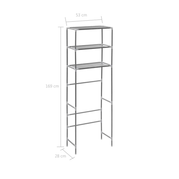 Scaffale per Bagno con 3 Ripiani Argento 53x28x169 cm - doomostore