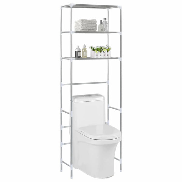 Scaffale per Bagno con 3 Ripiani Argento 53x28x169 cm - doomostore
