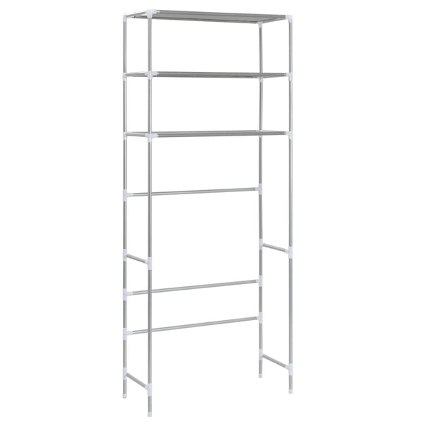 Scaffale per Lavatrice con 3 Ripiani Argento 69x28x169 cm - doomostore