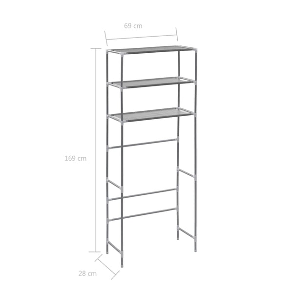 Scaffale per Lavatrice con 3 Ripiani Argento 69x28x169 cm - doomostore
