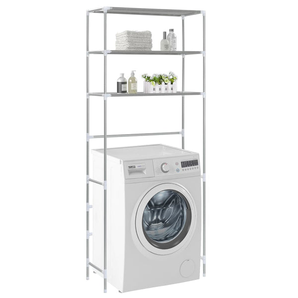Scaffale per Lavatrice con 3 Ripiani Argento 69x28x169 cm - doomostore