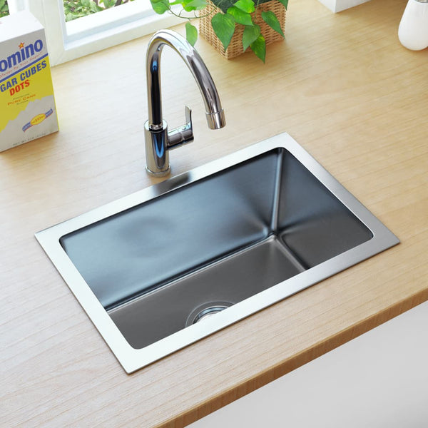 Lavello da Cucina Lavorato a Mano con Filtro in Acciaio Inox - doomostore