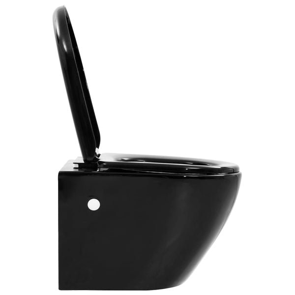 WC Sospeso con Design Senza Bordi in Ceramica Nero - doomostore